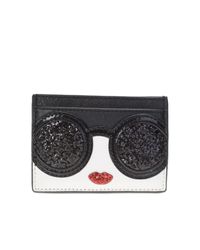 Alice + Olivia | Black And White Leather And Glitter Card Holder | Lyst