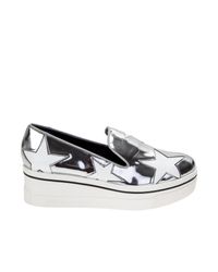 Stella McCartney | Metallic Silver Slip-on Shoes With White Stars | Lyst