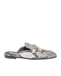 Stella McCartney | Black And White Faux Python Loafers Sabot | Lyst