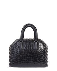 Stella McCartney - Black Snakeskin Effect Mini Falabella Bag - Lyst