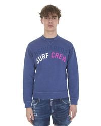 DSquared² - Surf Cream Printed Blue Cotton Sweatshirt for Men - Lyst