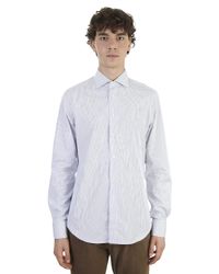 Dell'Oglio - Blue Striped Cotton Slim Shirt for Men - Lyst