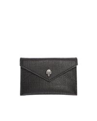 Alexander McQueen - Black Envelope Leather Card Holder With Skull Detail - Lyst
