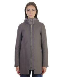 Herno - Gray Cotton And Virgin Wool Coat With Padded Nylon Inner - Lyst