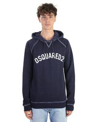 DSquared² - Blue Logo Printed Cotton Sweatshirt for Men - Lyst