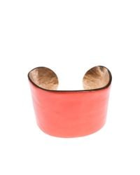 LITTLE WOMAN PARIS - Metallic Gold Metal And Orange Resin Bangle - Lyst