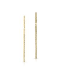 Anne Sisteron - 14kt Yellow Gold Diamond Long Bar Earrings - Lyst