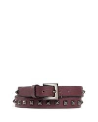 Valentino | Red 'rockstud' Double Wrap Leather Bracelet for Men | Lyst