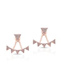 Anne Sisteron | Pink 14kt Rose Gold Diamond Triangle Tiara Floating Earrings | Lyst