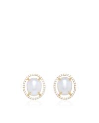 Jordan Alexander | White Mo Exclusive: 18k Yellow Gold Diamond And Pearl Slice Earrings | Lyst