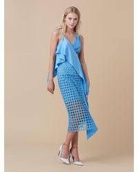 Diane von Furstenberg | Blue Asymmetric Lace Wrap Dress | Lyst