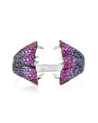 Bernard Delettrez | Metallic Carnivorous Flower W/sapphires And Amethysts Gold Pave Ring | Lyst