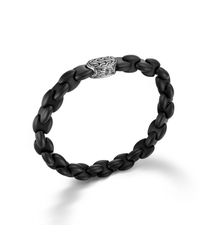 John Hardy | Black Bracelet With Silver Carved Chain Clasp for Men | Lyst
