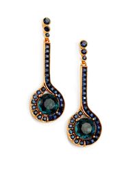 Oscar de la Renta | Blue Jeweled Pendant Drop Earrings | Lyst