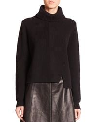 Proenza Schouler | Black Front-slit Turtleneck Sweater | Lyst