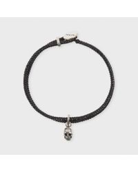 Paul Smith | Silver Skull Charm Black Bracelet for Men | Lyst
