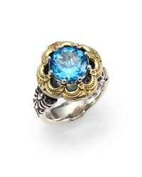 Konstantino | Hermione Blue Topaz, 18k Yellow Gold & Sterling Silver Floral Ring | Lyst
