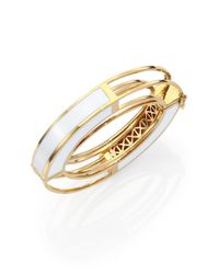Eddie Borgo | White Enamel Circle Frame Bangle Bracelet | Lyst
