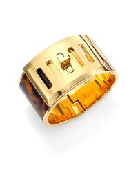 Michael Kors | Metallic Heritage Turnlock Tortoise-Print Bracelet | Lyst