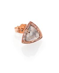 Jacquie Aiche | Pink Labradorite, Diamond & 14k Rose Gold Triangle Single Stud Earring | Lyst