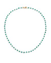 Mija | Dark Green Agate Beaded Chain Necklace | Lyst