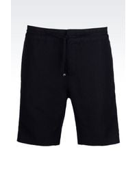 Emporio Armani | Blue Bermuda Shorts In Linen And Viscose for Men | Lyst