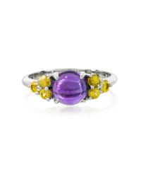 Mia & Beverly - Purple Amethyst And Sapphires 18k White Gold Ring - Lyst