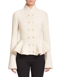 Alexander McQueen | Natural Knit Peplum Jacket | Lyst
