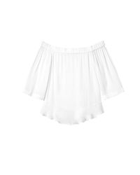 Rebecca Taylor White Double Georgette Silk Off The Shoulder Top