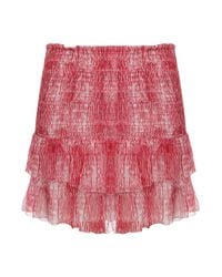 Isabel Marant | Red Zelia Silk Ruffle Min Skirt | Lyst