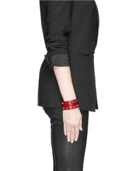 Valentino | Red 'rockstud' Bar Clasp Wide Leather Bracelet | Lyst