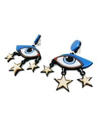 Yazbukey - Blue Bette Davis Eye Earrings - Lyst