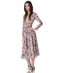 Burberry Prorsum | Pink Victorian Print Washed Georgette Dress | Lyst