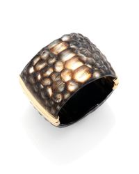 Alexis Bittar | Metallic Kinshasa Crocodiletextured Lucite Wide Bracelet | Lyst