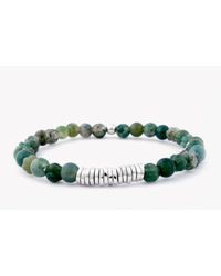 Tateossian - Disc Round Green Moss Agate Beaded Bracelet With Silver Spacer Discs for Men - Lyst