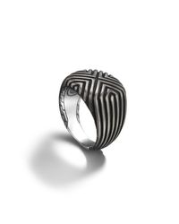 John Hardy | Triangle Line Pattern Square Ring With Black Oxidation for Men | Lyst