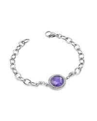 Just Cavalli - Metallic Just Queen Silvertone Bracelet W/crystal - Lyst
