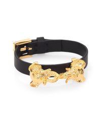 Tory Burch | Black Naomi Saffiano Leather Kissing Elephant Bracelet | Lyst