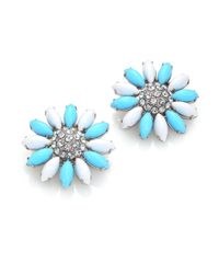Miu Miu | Blue Swarovski Crystal Flower Clip-on Earrings | Lyst