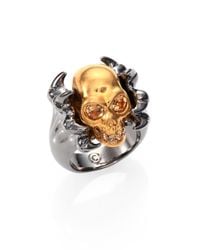 Alexander McQueen | Metallic Twotone Claw Skull Punk Ring for Men | Lyst