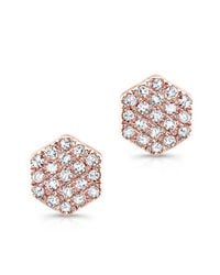 Anne Sisteron - Pink 14kt Rose Gold Hexagon Diamond Stud Earrings - Lyst