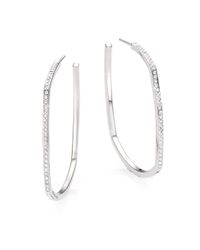 Michael Kors | Metallic Cityscape Chains Pavé Silvertone Geometric Hoop Earrings/1.5 | Lyst