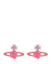 Vivienne Westwood | Metallic Enameled Rose Orbit Earrings | Lyst
