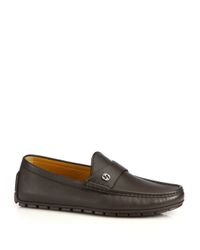 Gucci | Brown Peck Leather Drivers for Men | Lyst