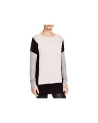 VINCE | Gray Color Block Intarsia Sweater | Lyst