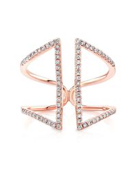 Anne Sisteron - Pink 14kt Rose Gold Diamond Double Bar Angled Ring - Lyst