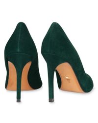 green suede high heels