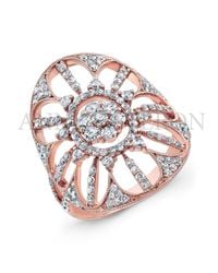 Anne Sisteron - Pink 18kt Rose Gold Diamond Shield Ring - Lyst