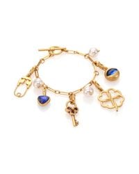 Tory Burch | Blue Charm Bracelet/goldtone | Lyst