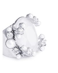 Givenchy | White Faux Pearl Strass Gemstone Ring | Lyst